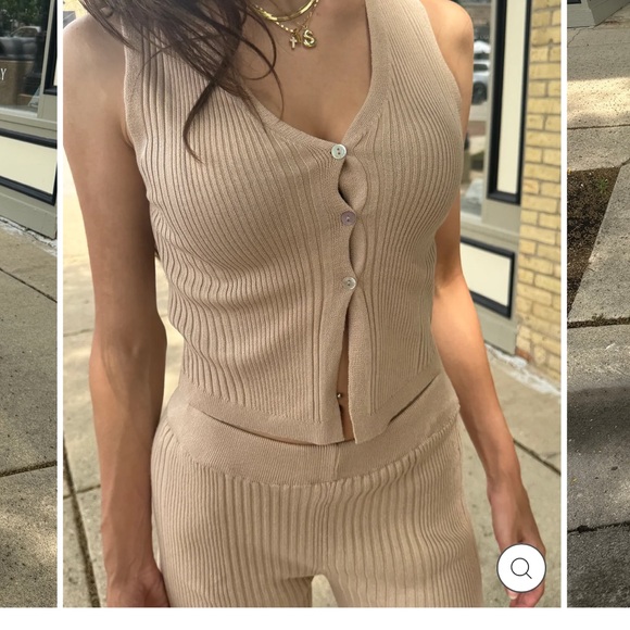 Women's Cream Ribbed Set - Picture 3 of 3